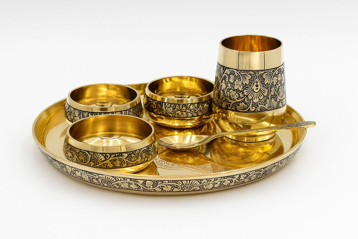 Bronze Thali Set - Royal Carving
