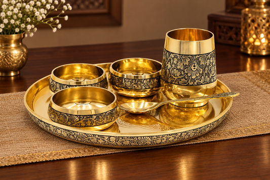 Bronze Thali Set - Royal Carving